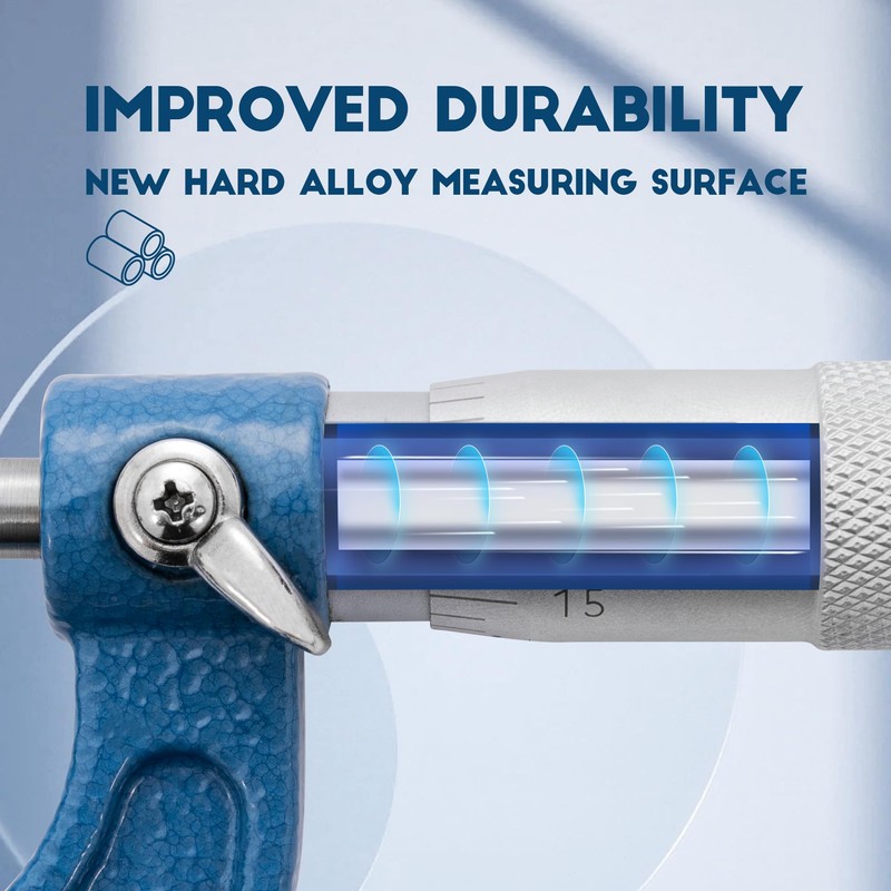 Dasqua Outside Micrometer, 0-1" Range, 0.0001" Accuracy Industrial Tools, Carbide-Tipped,