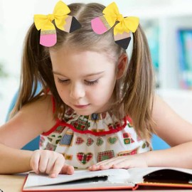 2pc Back to School Pencil Hair Bows Clips For Girls Students First Day School Cheer Barrettes Alligator Hairpins Dress Accessories,Toddler Teacher Appreciate Gift Set Yellow (back shool D)