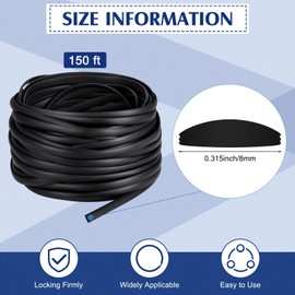 Flat Screen Spline 0.315 Width Vinyl Screen Spline Flat Bottom and Curved Top Edge Fillet for Replacing The Glass Screen on Windows or Patio Screen Doors, 0.092 Thickness(150 ft)