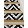 Chevron Striped Wood Stair Riser Strips (Black & White, 15