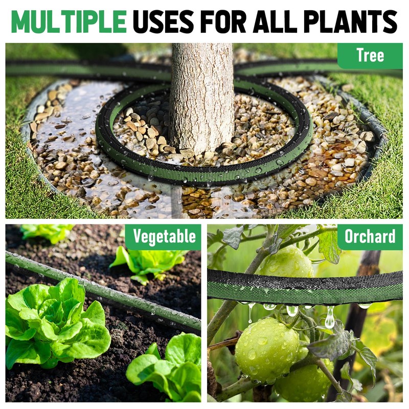 Flat Soaker Hose 75FT for Garden and Lawns, 80% Water-Saving