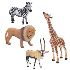 Boosns Animal Toy Set Plastic Wild Animals Jungle Animal Toy Model Action Figures Play Sets for Children Education (Zebra Lion Elk Giraffe)