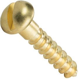 Fastenere #3 x 1/2" Brass Round Head Wood Screws Slotted Drive Qty 100