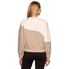 RBX Activewear Sporty Athleisure Sweatshirt for Women, Colorblock Neutral Crewneck Sweater Ultra Soft Lightweight Long Sleeve Pullover Top Cream-Vanilla Bean S