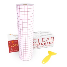 HTVRONT Transfer Tape for Vinyl - 12" X 120 ft w/Red Alignment Grid Transfer Paper for Cricut Adhesive Vinyl, Silhouette Cameo Vinyl Transfer Tape for Vinyl for Decals,Signs, Windows, Stickers