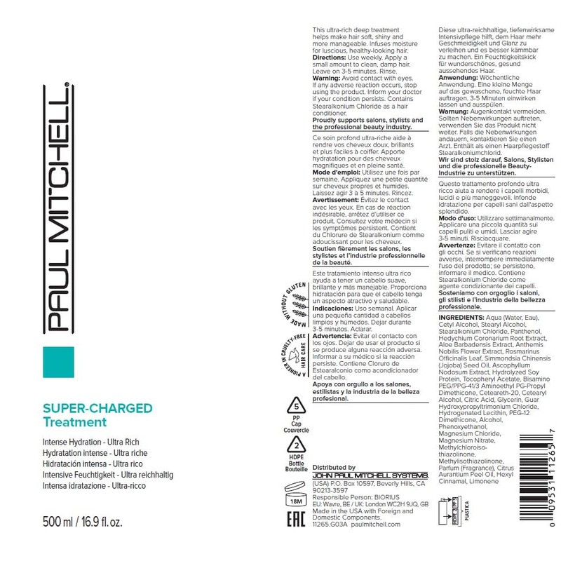 Paul Mitchell Super-Charged Treatment, Hidratación Intensa + Brillo, Para Cabello