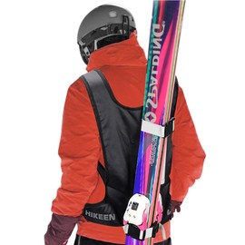 BOOSTEADY Ski and Snowboard Strap Washed Ski Carry Strap with Adjustable Lead Ski Carry Strap with Carry Strap Ski Equipment for Adults, black