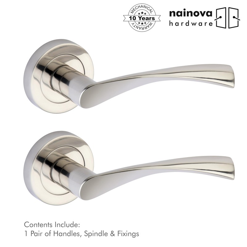 NAINOVA® Twist Twirl Door Handle Lever on Rose | Brushed