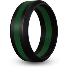 Knot Theory Dark Green Striped Silicone Ring for Men Women - 8mm Wedding Band Size 9