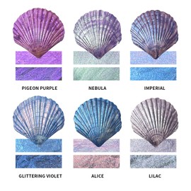 CSY art gallery Metallic Acrylic Paint Set,2 Ounces x 6 Assorted Colors, Iridescent Purple and Blue Ink Pigment Non-Fading, Rich Vivid Pigments, Brilliant Glitter Finish, Fast Dry Formula(Seine Night)