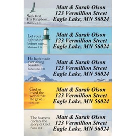 Faithful Blessings Designer Assorted Rolled Address Labels with Elegant Plastic Dispenser