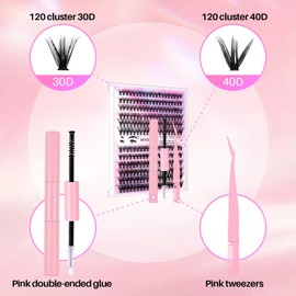 240PCS Lash Clusters Kit Wispy with 10-16mm, Natural Lash Clusters Kit for Women Cat Eye Lash Clusters Lash Extension Kit for Beginners (240PCS)