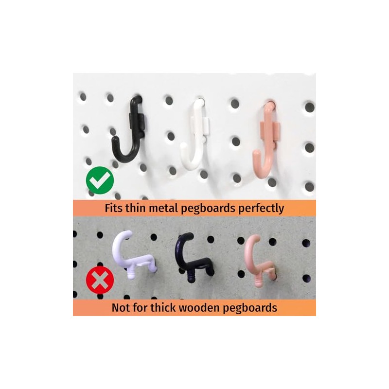 HUHOLE 100 Pack Pegboard Plastic Hooks – J Shape Peg