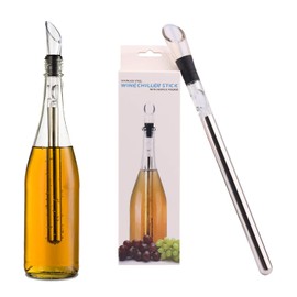DERNORD Wine Chiller 3-in-1 Stainless Steel Wine Bottle Cooler Stick Freezer with Aerator and Pourer for Chilling Longer, Pouring and Aerating Wine for Christmas and Birthday Gifts
