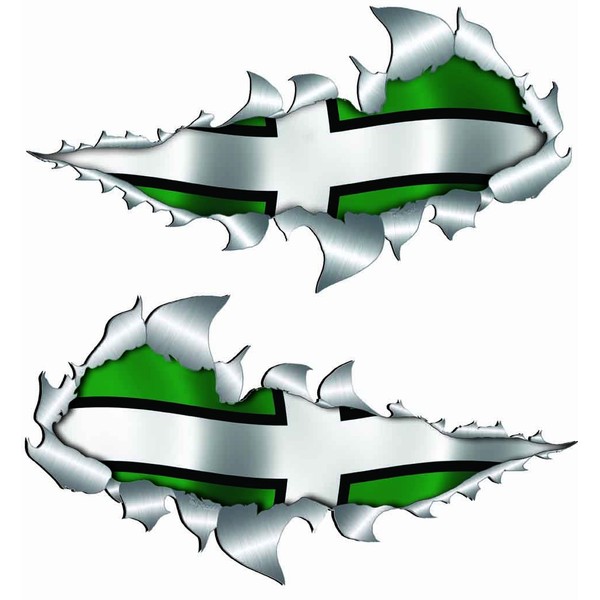 Devon Flag Metal Rip Open Sticker 150mm