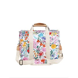 Solid Color/flower & Fruit & Heart Pattern Fabric Tote Bag for Women, Summer 2024 Large Capacity Everything Tote Bag, Travel Essentials, Multiple Pocket Work Bag:_multicolor8_Please Refer To The Pictures for Dimensions