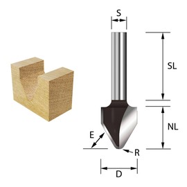 ENT Engraving Cutter TC Shank (C) 8 mm, Diameter (A) 15,1 mm, B 17,5 mm, R 2,4 mm, E 60°, D 32 mm, Rounded