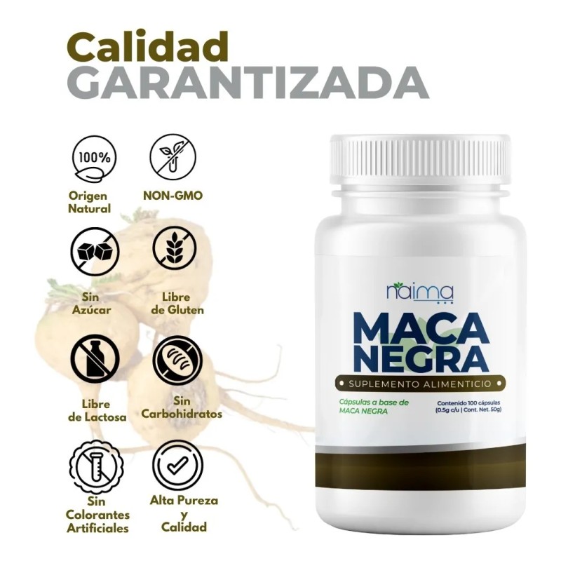 Maca Negra 500mg - 100 Cápsulas Por Frasco