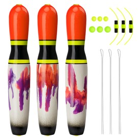 QualyQualy Fishing Floats, Weighted Catfish Pole Floats, High Visibility Wood Pole Fishing Float for Catfish Pike 6IN 8IN 11IN, 3PCS (6Inch -3pack)