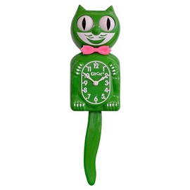 Kit Cat Klock Green Hot Pink Bow Tie and Green Tail Clock, BC-99