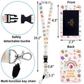 Ceiba Tree Teacher Lanyard with ID Holder for Badges and Keys Retractable Detachable Breakaway Lanyard Badge Reel Heavy Duty with Carabiner Clip Cute School Stationery Design