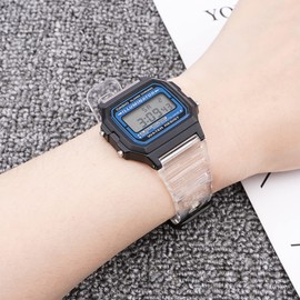 Lijinlan Replacement Watch Band for Casio F-91W/F-105/F-84/F-94, Soft TPU Sport Strap for Casio F91W Series Watch Wristband (White)