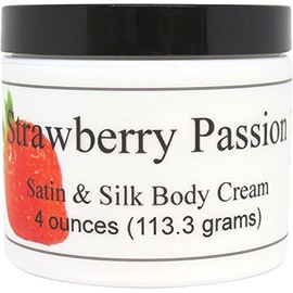 Eclectic Lady Strawberry Passion Satin and Silk Cream, Body Cream, Body Lotion, 4 oz - Shea Butter, Aloe, Silk Amino Acids, Vitamin E, Phthalate-Free, Handcrafted in USA - Perfect For Women
