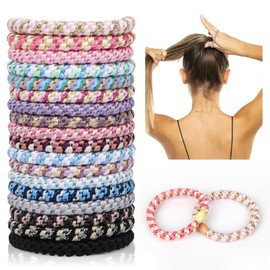 18 Pcs Elastics Hair Band Ponytail Holders, Pink & Blue Series Hair Tie