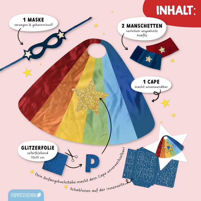 Papierdrachen Superhero Set Star Rainbow Boy – Includes Mask and