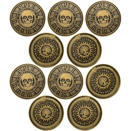 Memento Mori Coin, Pack of 10 Medallion Stoicism Gift Amor Fati Metal Gold Color Token EDC Challenge Stoic Reminder Pendant Momento Mori Gift for Daily Stoic Practice Memento Vivere Skull