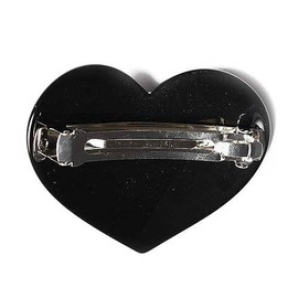 Caravan Rhinestone Heart Hair Barrette, Made in France of Celluloid Acetate Jet Barrette Decorated with Crystal Stones and a Jet Outline