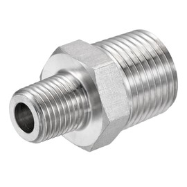 sourcing map 304 Stainless Steel Hex Reducer Pipe Fitting 1/2 x 1/4 BSPT Male Thread Connector Adapter