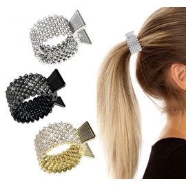 3PCS Rhinestone Hair Clips - High Ponytail Holders, Small Metal Shark Jaw Clips, Secure Fasteners for Thick Long Hair, Decorative Hair Accessories for Women and Girls Gift