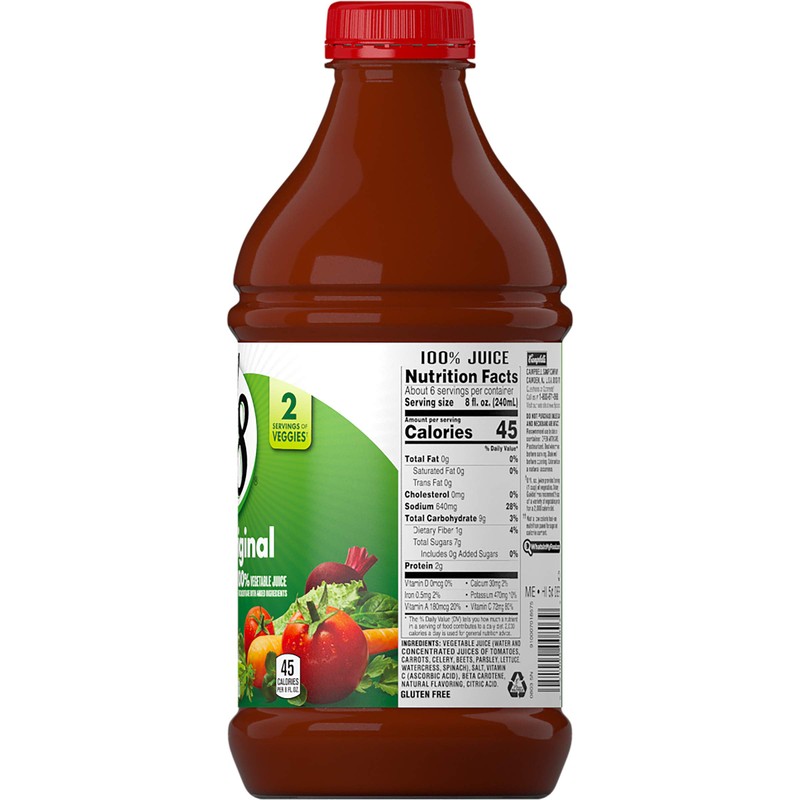 V8 Original 100% Vegetable Juice, 46 oz. Bottle