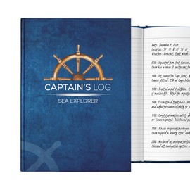 Captain's Log Book, Hardcover Journal Log Book, Captain's Log Boating Notebook, Nautical Travel Writing Journal Blank Notebook, Sailing Gifts for Men & Women, Navy Gifts, Sea Travelers Ruled Notebook