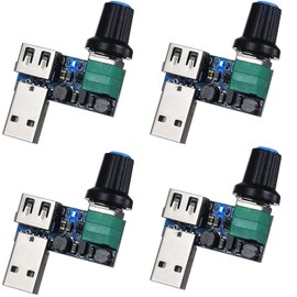 RUNCCI-YUN 4 Pack USB Fan Speed Controller, Mini Fan Speed Controller, DC 5 V Continuous USB Fan Speed Controller, DC 5 V Regulator Speed Controller with LED Indicator Light with Switch