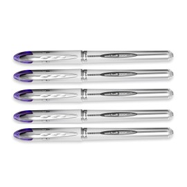 uniball Vision Elite Roller Ball Stick Pen Purple, Bold 5 Pens Per Order (69025)