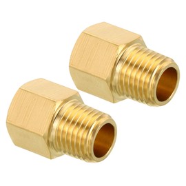 sourcing map 1/4 NPT Male x 1/4 NPT Female Brass Pipe Fitting Hex Reducer Adaptor for Water Gas Transfer, 2pcs