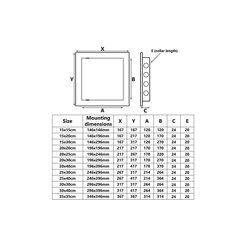 300x300mm Paintable Access Inspection Panel White Plasitc Concealed Check Doors