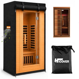 HICOVER Sauna Cover Compatible with OUTEXER 2-3 Person Saunas, 600D Heavy Duty Outdoor Wood Sauna Cover Waterproof, Utilized Both Indoors and Outdoors Infrared with Air Vent & Reflective Strips