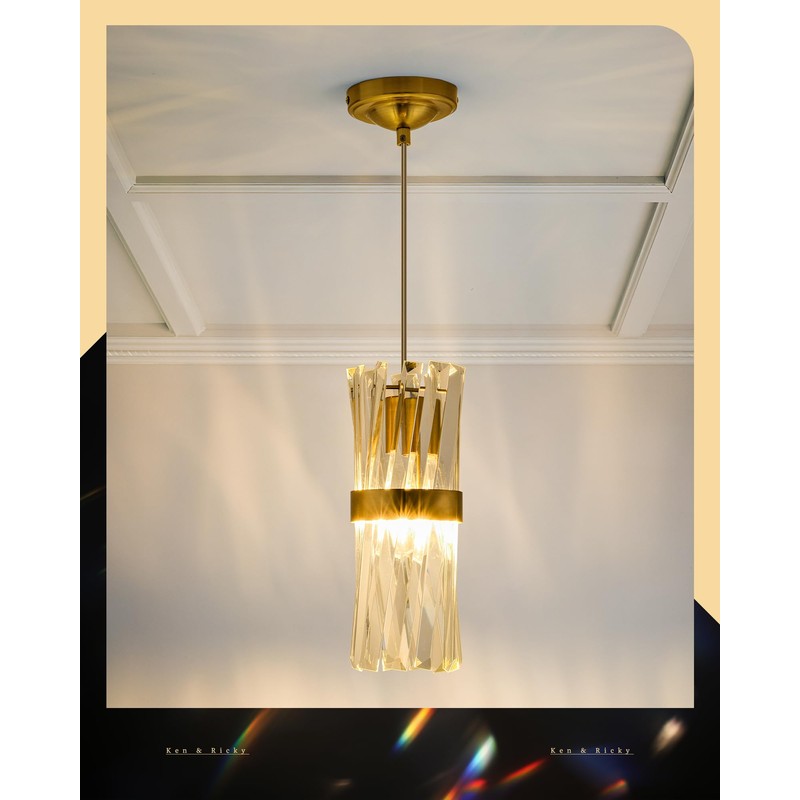 Ken & Ricky Pendant Lights Kitchen Island Gold 3 Pack,Crystal