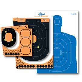 Allen Company EZ Aim Splash Reactive Paper Shooting Targets, Silhouette Kit, 23" W x 35" H & 12.5" W x 18.25" H, Blue/White & Black/Orange