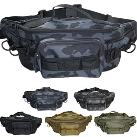 Chardime Fishing Fanny Pack for Men -Fishing Fanny Pack-Lightweight and Durable Fishing Sling Pack…, Black camouflage1, Up to 41 inches, A