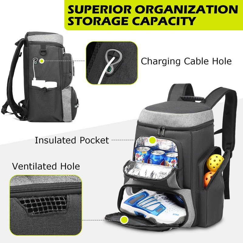 HAMBOLY Pickleball Bag for Men & Women, Large Pickleball Backpack