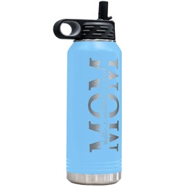 32-oz Stainless Steel Customized Water Bottle For Mom- Includes Kids Names- Great for Mother's Day, Christmas, Birthday's, Baby Shower's or Just Because - Select from a Variety of Colors (Light Blue)