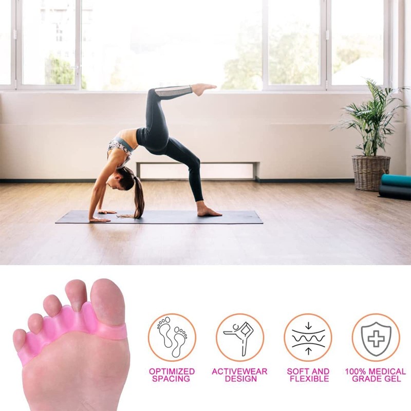 Toe Spacers(2 Pair), Gel Toe Separators to Correct Toes, Bunion