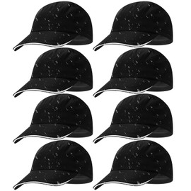 Chuarry 8 Pcs Unisex Waterproof Baseball Cap Adjustable Breathable Outdoor Hat Rain Sun Quick Dry Foldable Cap for Men Women Sport Golf Running Fishing, Black