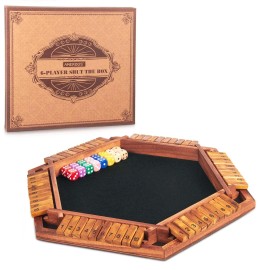 Amerous Upgraded 1-6 Players Shut The Box Dice Game Wooden Board Table Math Game wit