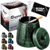 roygra Ashtray with Lid, Windproof Smokeless Metal Ashtray – Green,