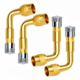 Foyods 4 Stück Ventilverlängerung Autoventil 90°,Autoventil Adapter aus Messing,Ventil Verlängerung,für Doppelräder Pkw,Wohnmobil,Kinderwagen,Fahrräder,Motorräder und Anhänger